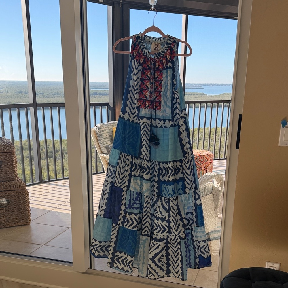 Blue Patterned Maxi Dress